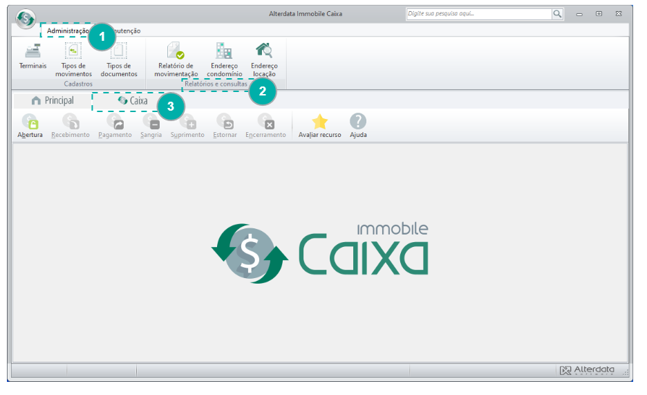 visao geral - abas e grupos - caixa