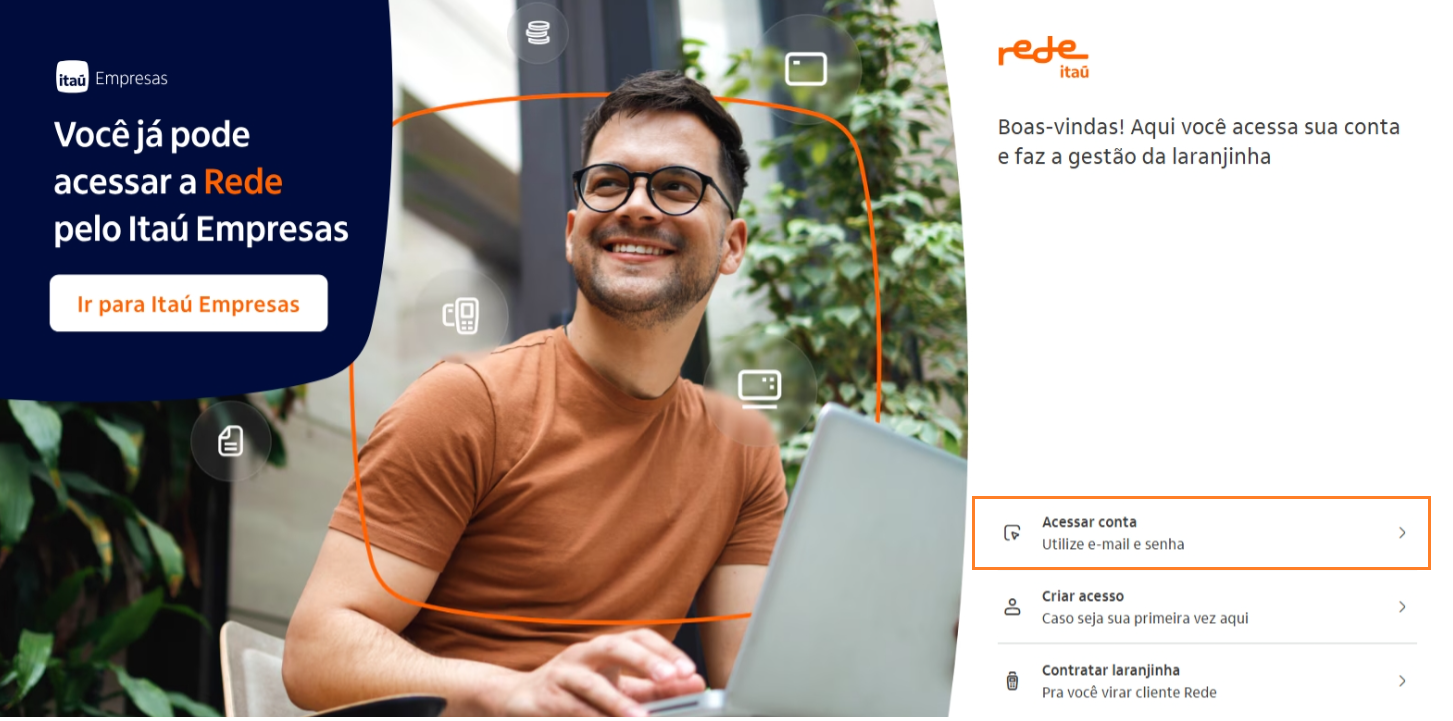 Home do portal da operadora Rede