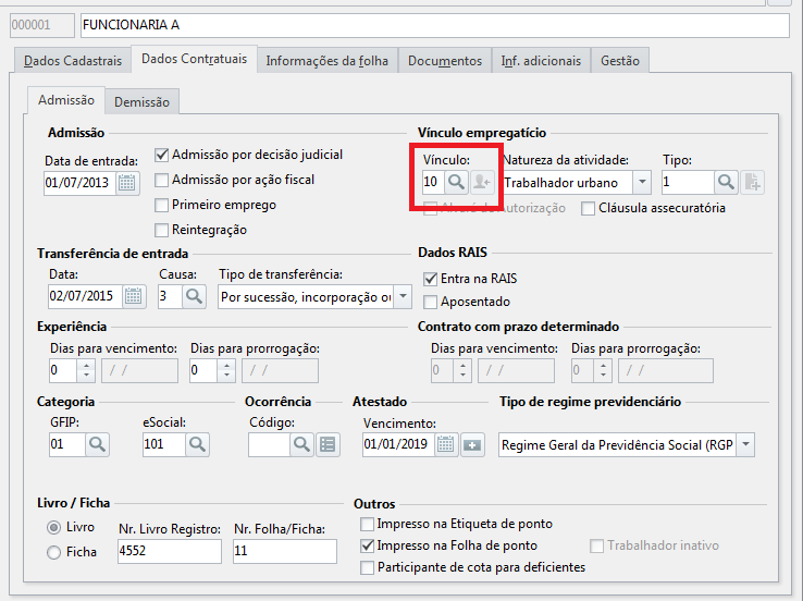 eSocial Erro no evento S 2200 O campo Vínculo não foi preenchido Departamento Pessoal