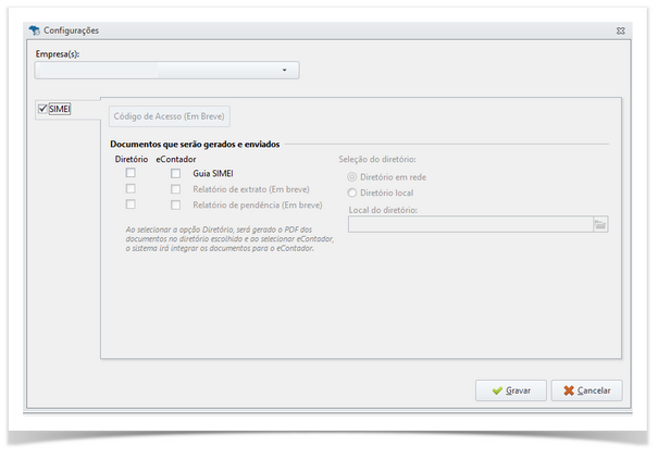 Configurações SIMEI