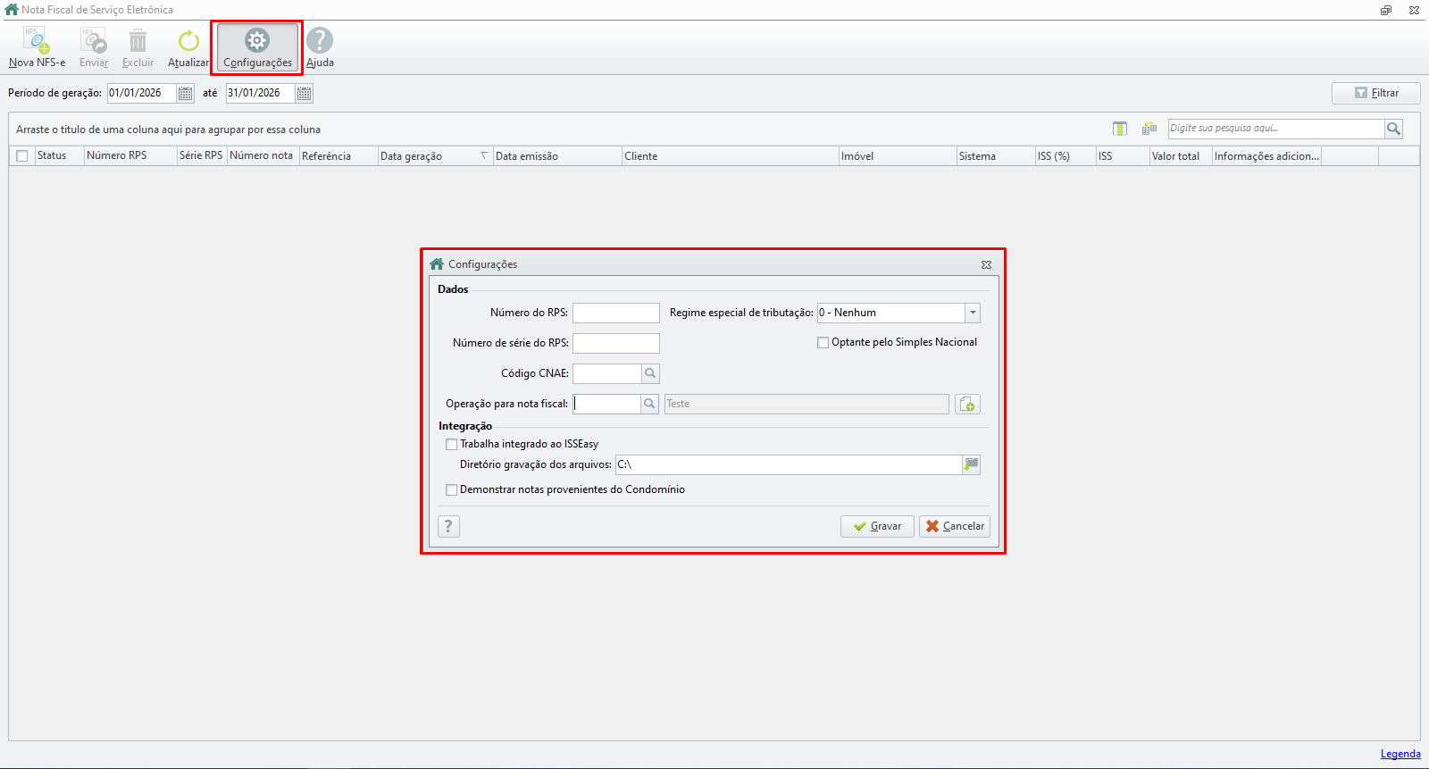 Configuração do Emissor