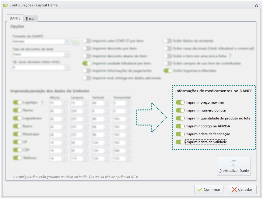 Informações de Medicamentos no DANFE