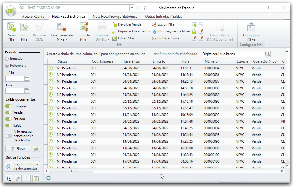 Importe múltiplos orçamentos no Movimento de Estoque