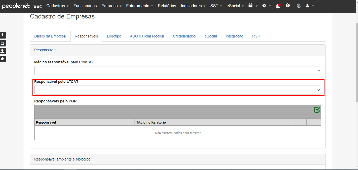 Peoplenet - SST - Como gerar o LTCAT - Peoplenet - Base de Conhecimento