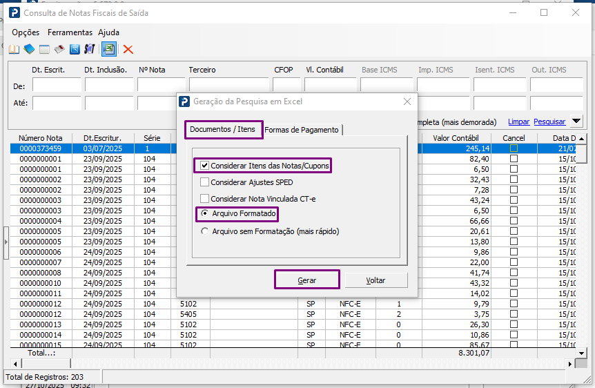 F877-Como gerar Excel para conferência de valores e utilizar os
