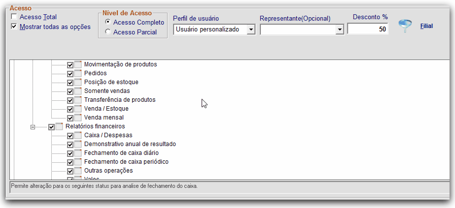 Alterar Permissões do Perfil de Usuário