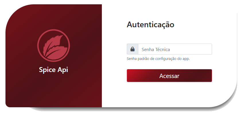Tela de Autenticação do Console da API - Spice