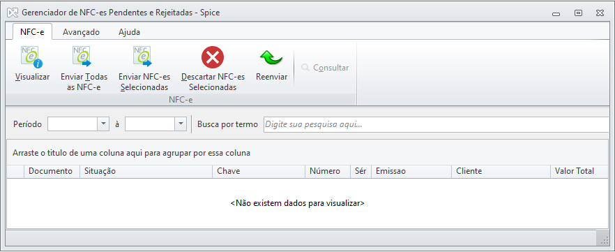 Gerenciamento de NFCe Pedentes e Rejeitadas