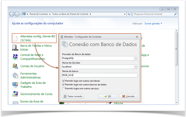 Imagem da Configuração Alterdata config. cliente .BD